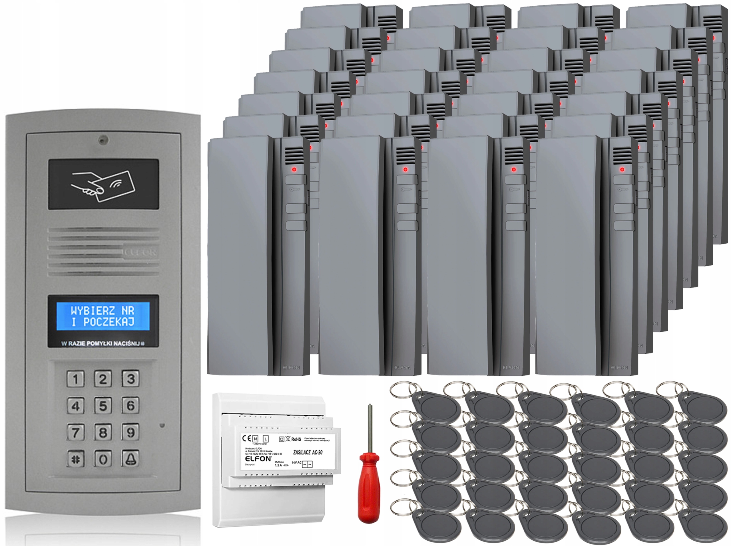 Domofón v balení Elfon OP-255R-P Nástenná brána 30x Unifon Šedá kľúčenka