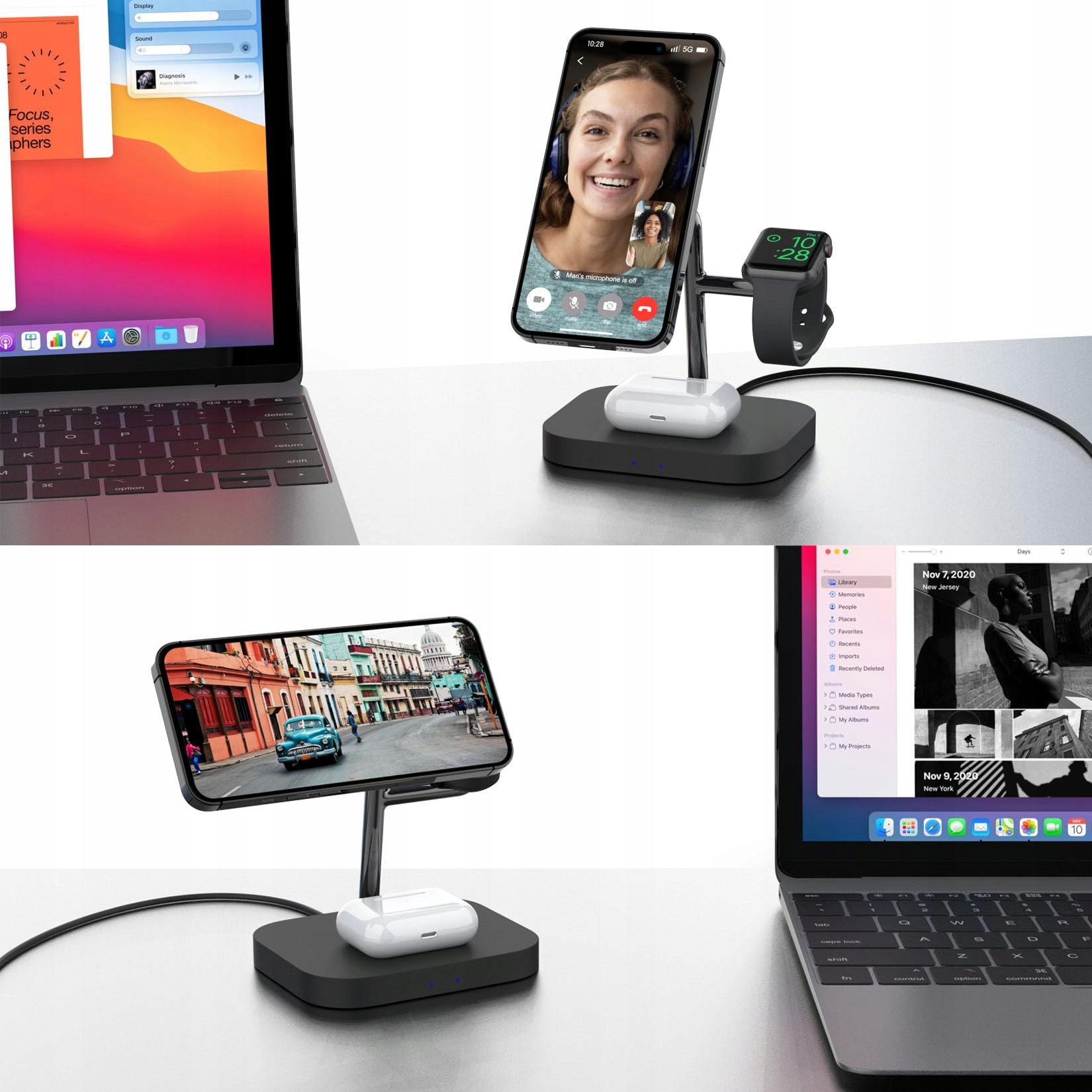 BOARAINO Stacja Magnetyczna Ładowarka 3w1 Do iPhone Apple Watch AirPods — miniatura 3