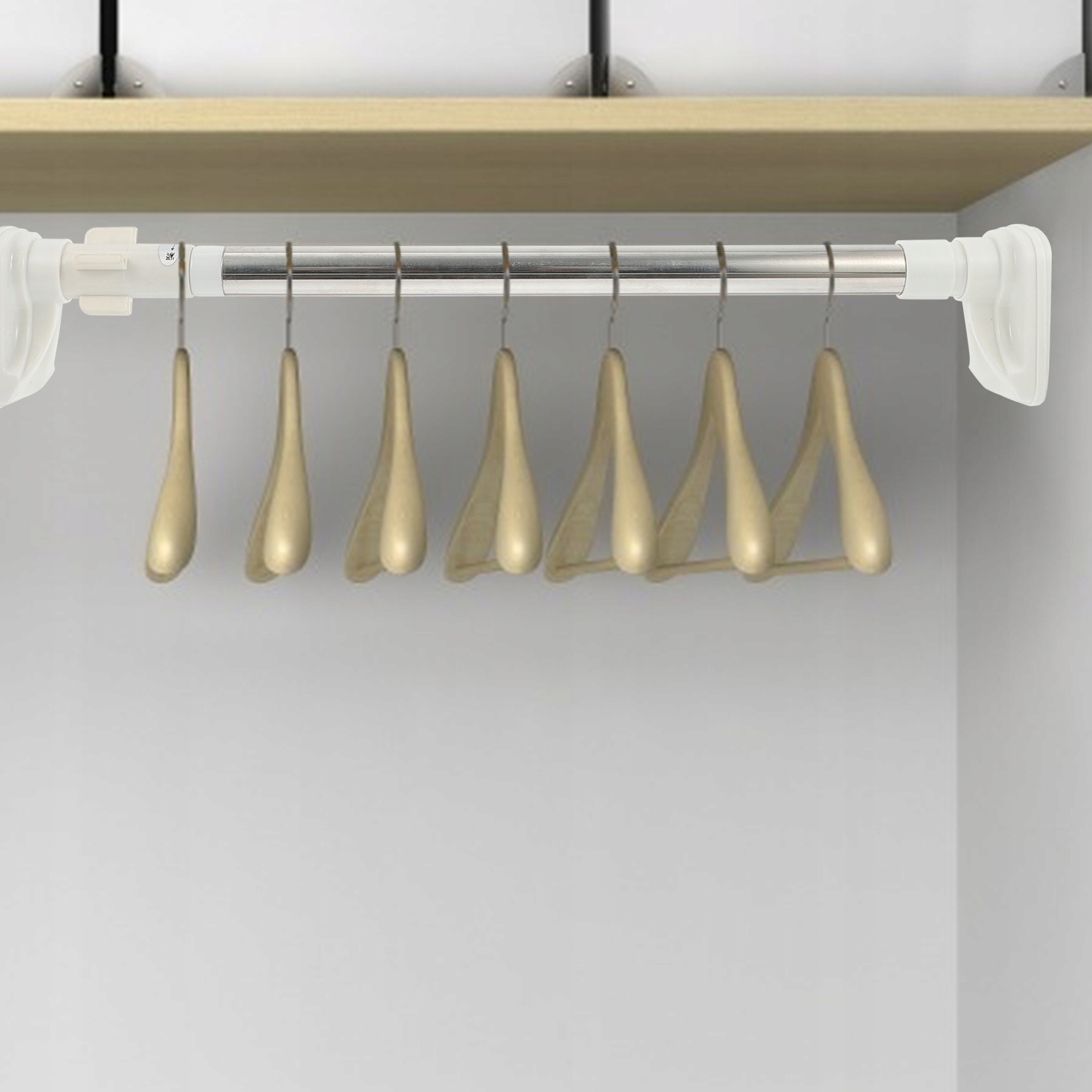 Clothes Rail Telescoping Curtain Rod Spring Kolor biały