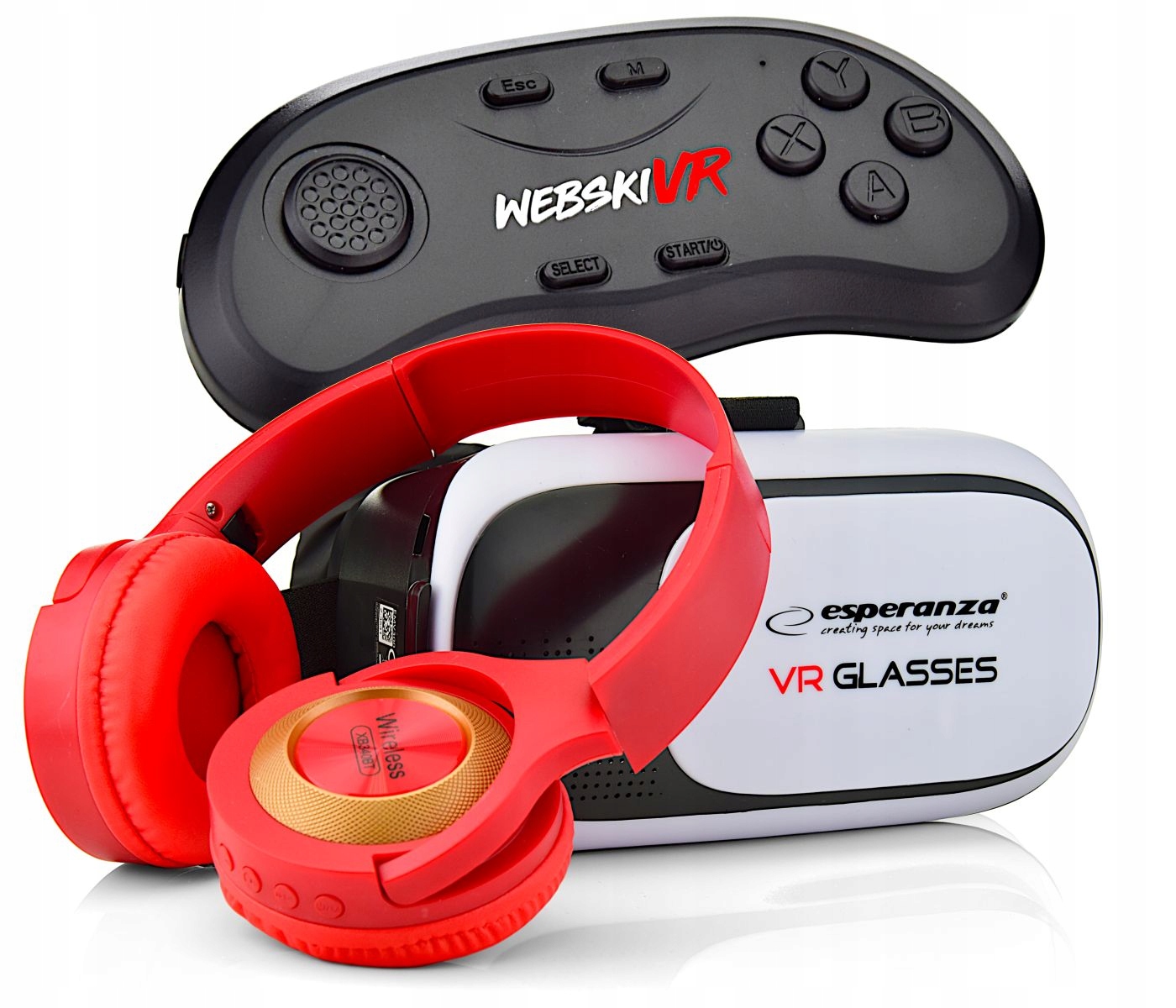 PREZENT DLA CHŁOPCA GOGLE VR 360 DO 7 CALI +SŁUCHAWKI GAMEPAD BLUETOOTH