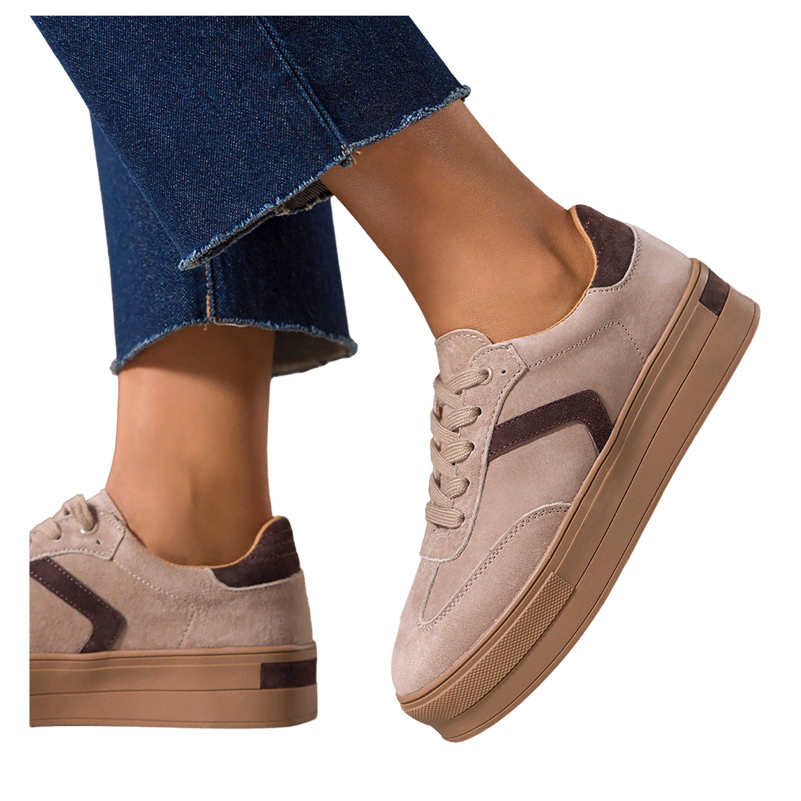 Béžové dámské šněrovací tenisky Creepersy na platformě Kožené vel. 37