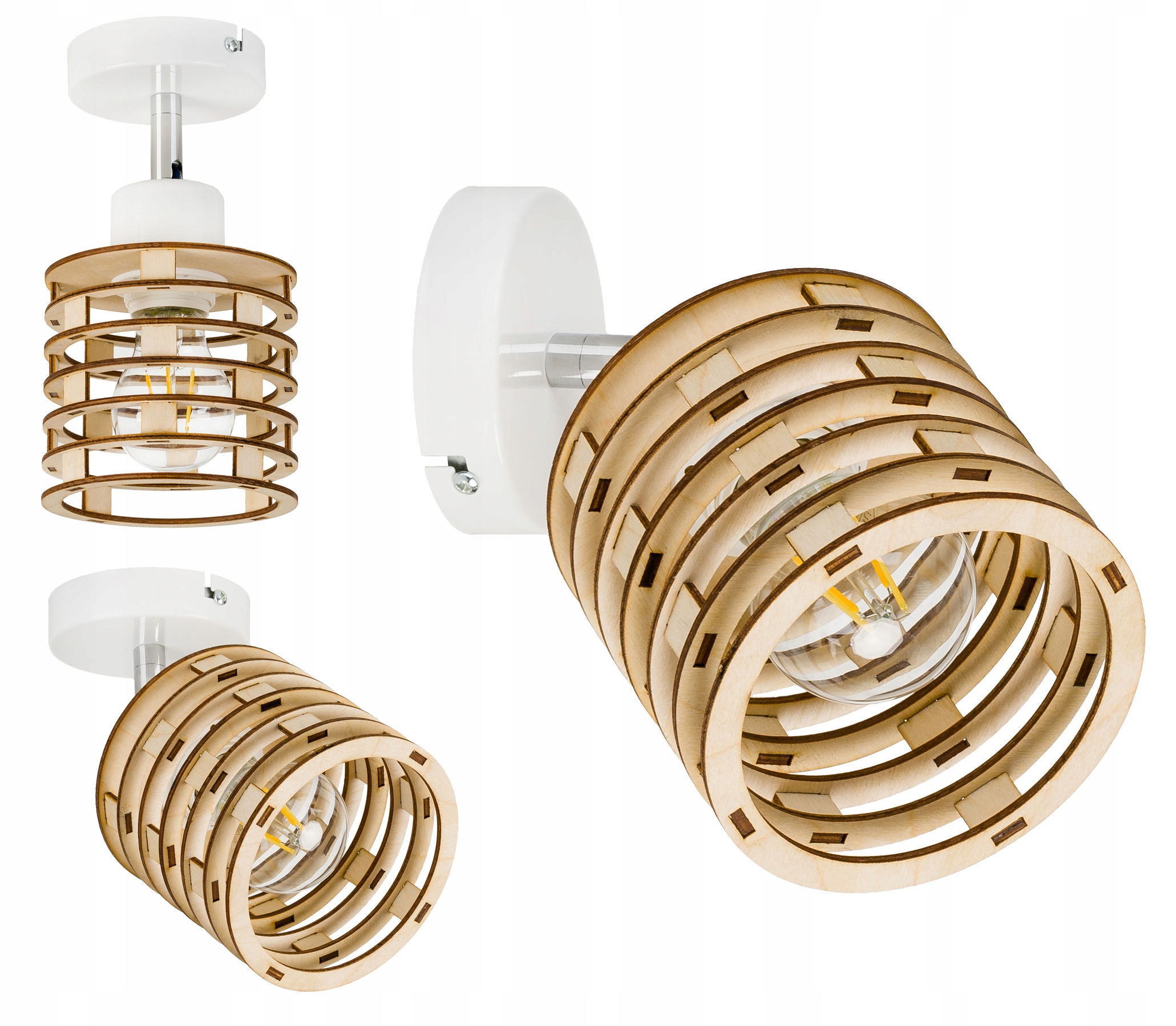 

Lampa Kinkiet ścienny ruchomy loft Sprężyna Drewno