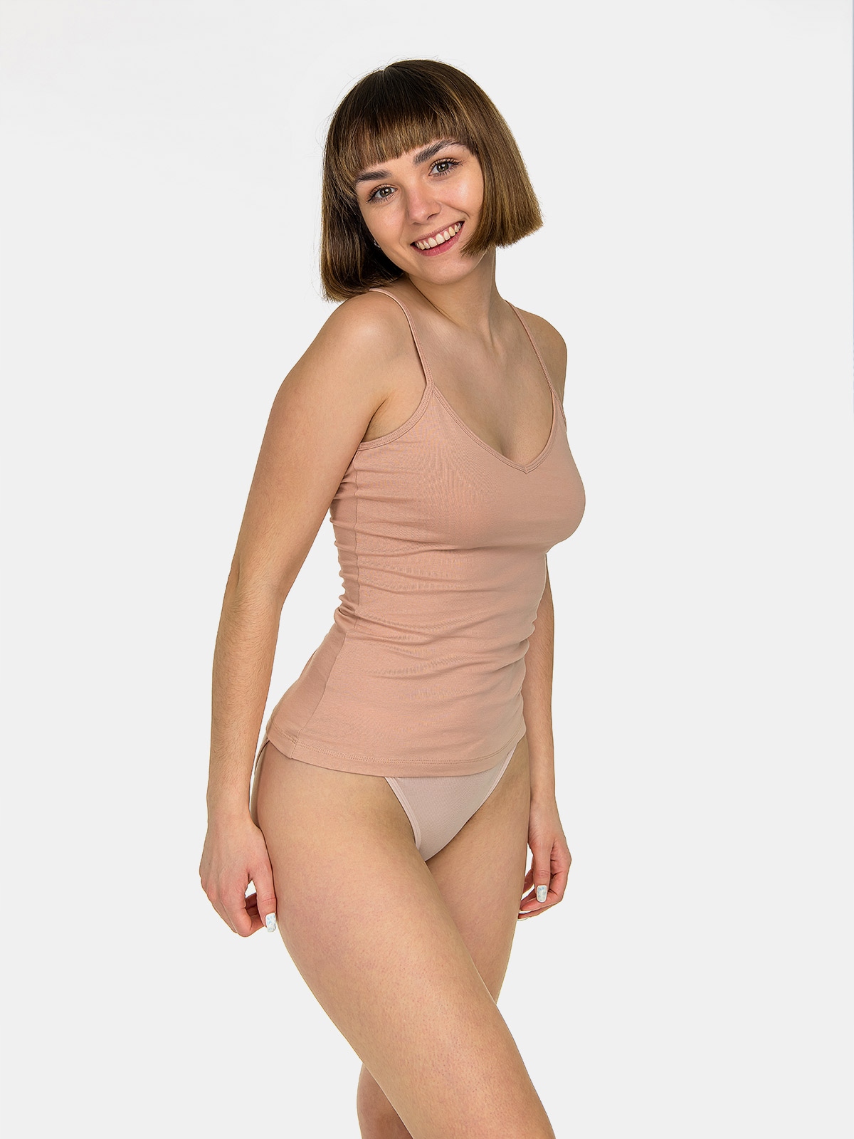 BLUZKA DAMSKA NA RAMIĄCZKACH KOSZULKA TOP GŁADKA BAWEŁNIANA BASIC BEŻOWA M Materiał dominujący bawełna