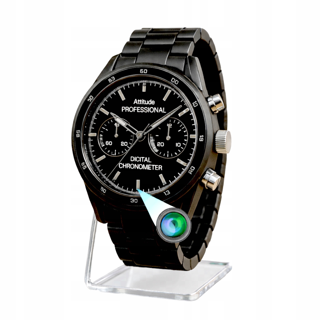 Mini kamera ukryta w zegarku zegarek męski Full Hd, 32 Gb, detekcja ruchu