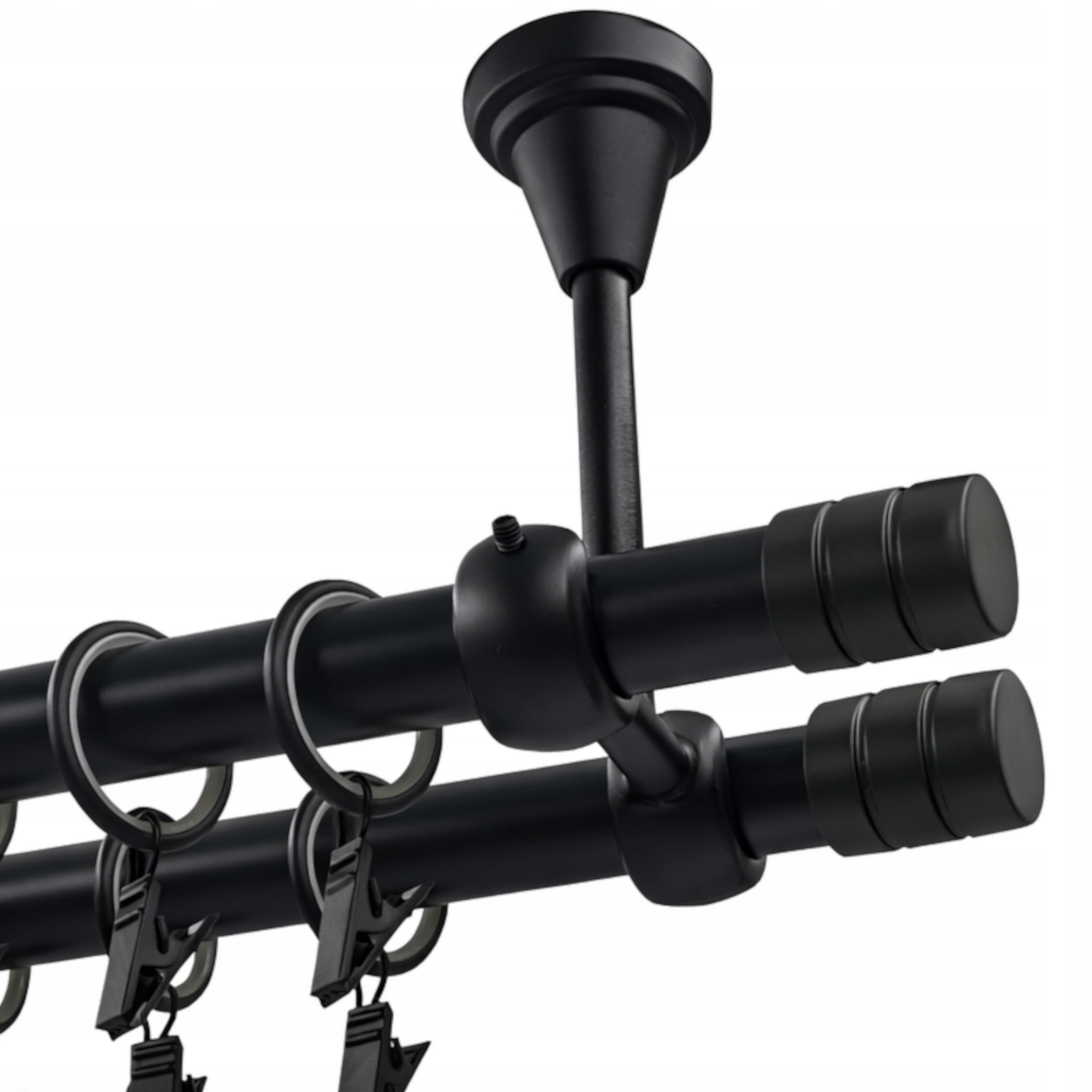 Garnýž Dvojitá Stropní Karniš Metal 19+19 mm Černý 160 cm Luna Frez