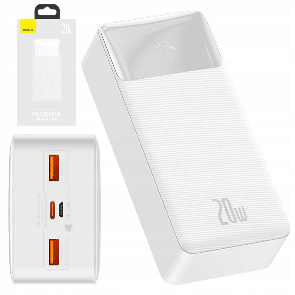 Powerbank Power Bank 30000mAh QC3.0 + PD Power Delivery 20W + SPC USB C