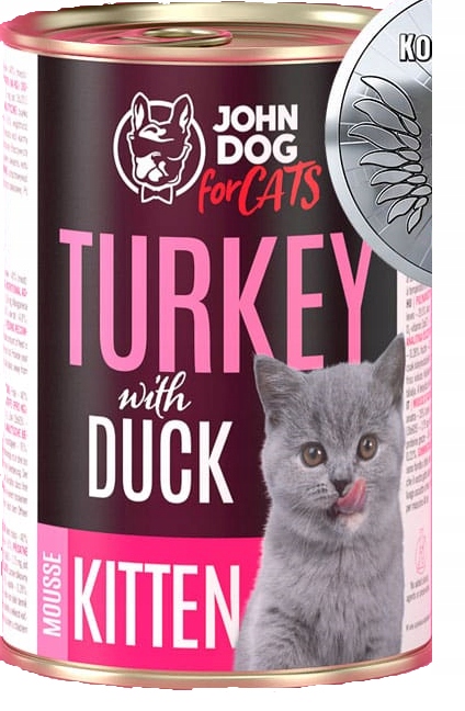 Levně 5X John Dog for Cats Mousse Kitten Krůta Kachna 400 g vlhké krmivo