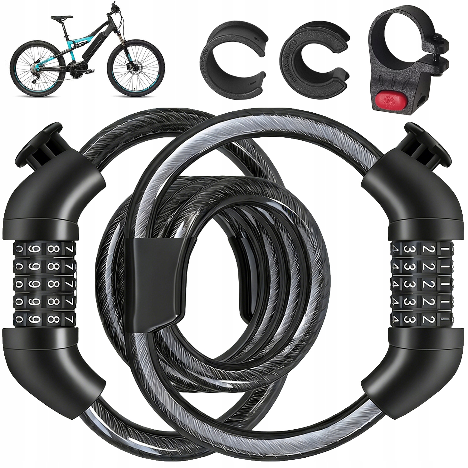 BLOKADA LINKA ANTYKRADZIEŻOWA ROWEROWA SZYFR ZABEZPIECZENIE ROWEROWE 105CM