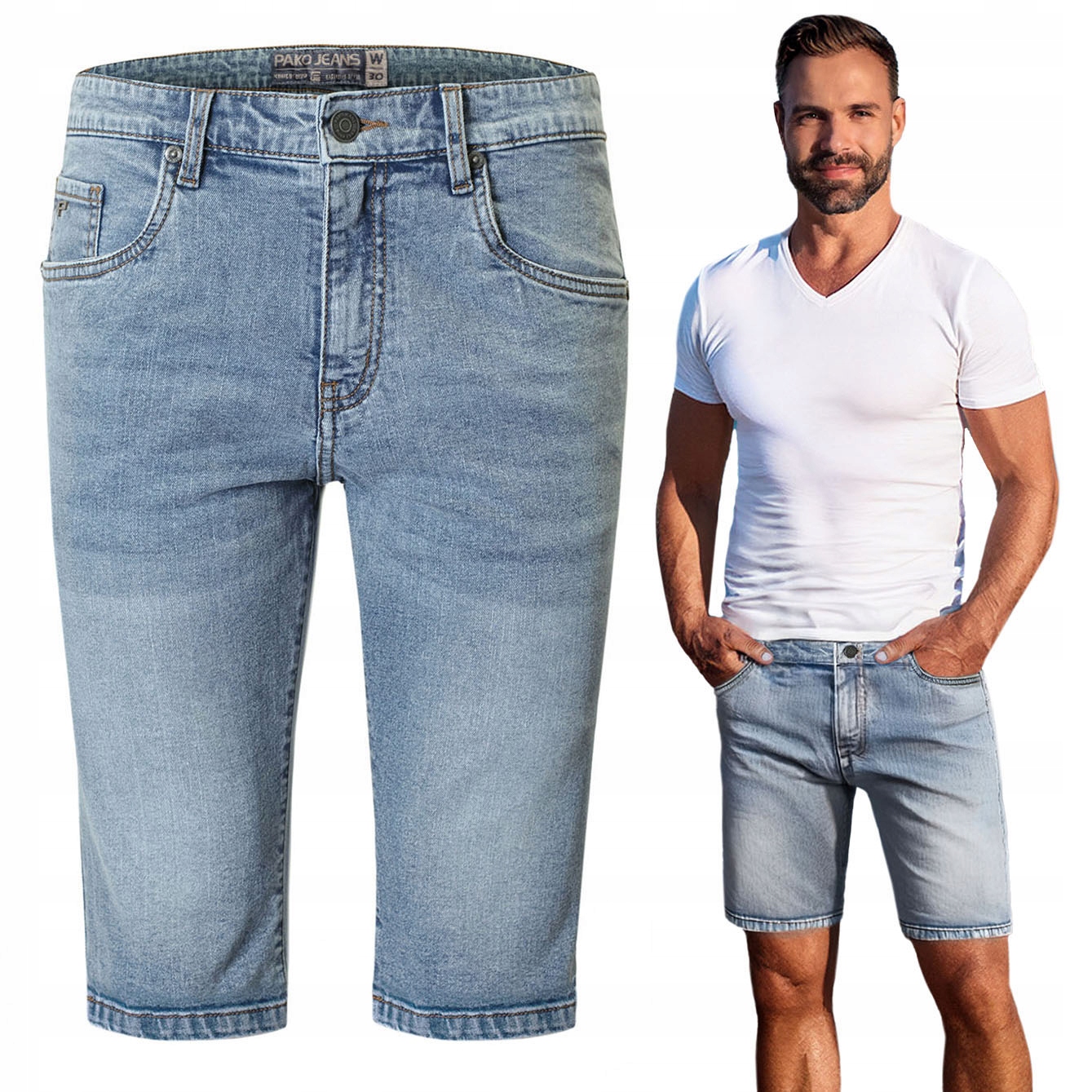 Kraťasy Denim Samot Šortky Modré Sprané 32 Pako Jeans