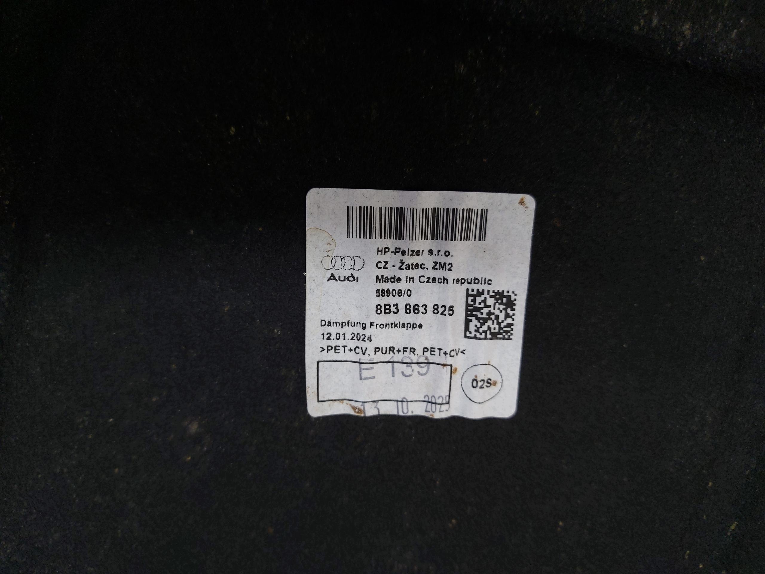 AUDI A5 8B3 AVANT soundproofing bonnets JLK02-8B3863825