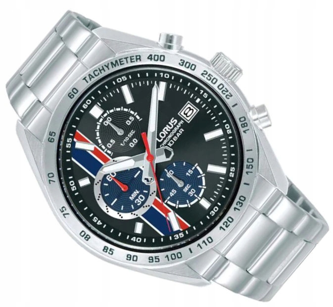 Ocelové Pánské Vodotěsné Sportovní Hodinky Lorus Chronograf RM391JX9 100M