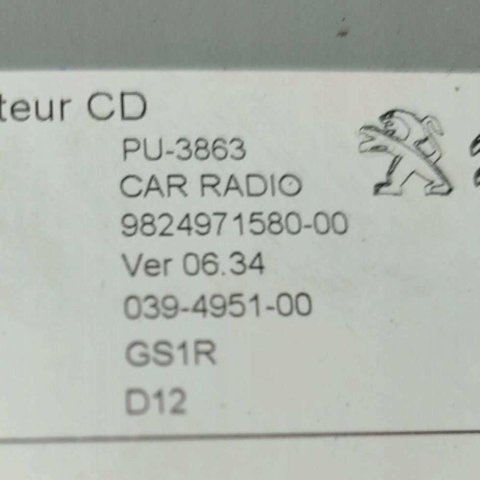 Peugeot 308 2019 Panel / Radio CD/DVD/GPS