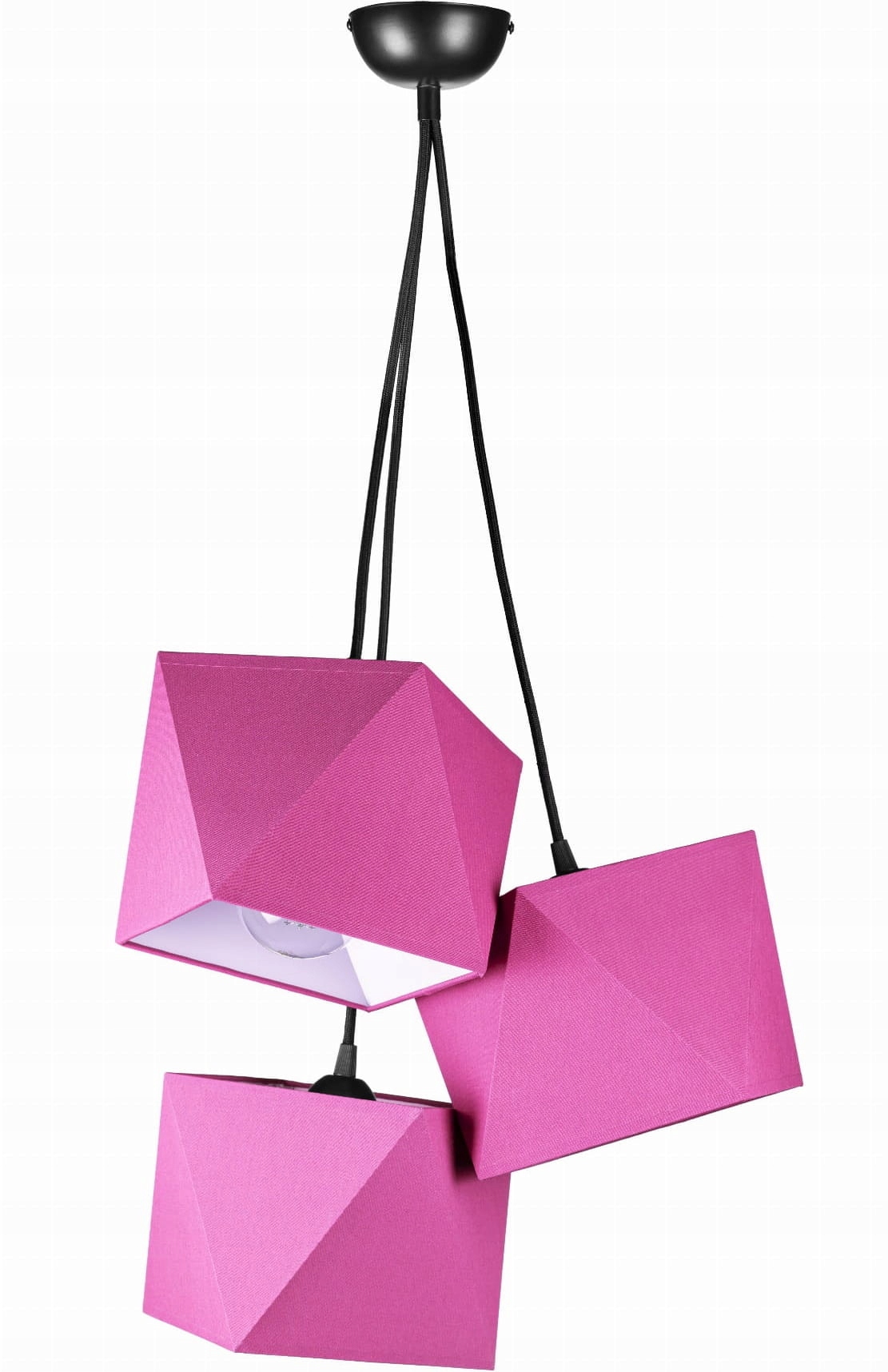 Závěsná lampa na tři stínidla růžová Trio