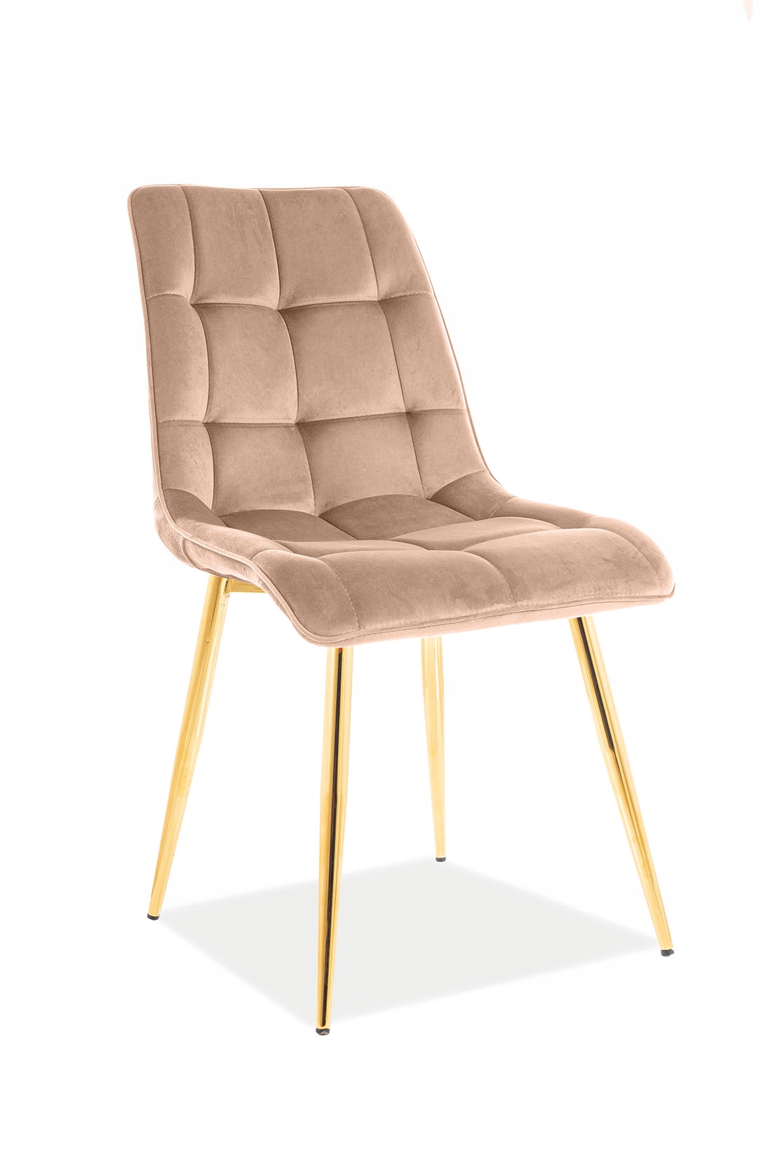 Čalúnená stolička Chic Velvet béžová/zlatá Sig
