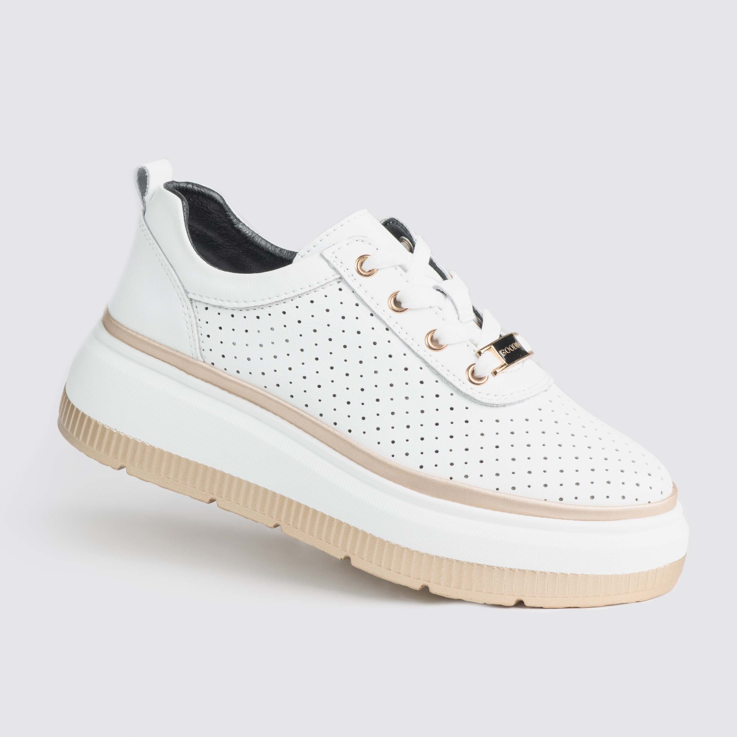 Dámské polobotky z přírodní kůže Goodin GD-XF-178 bílé lehké 41