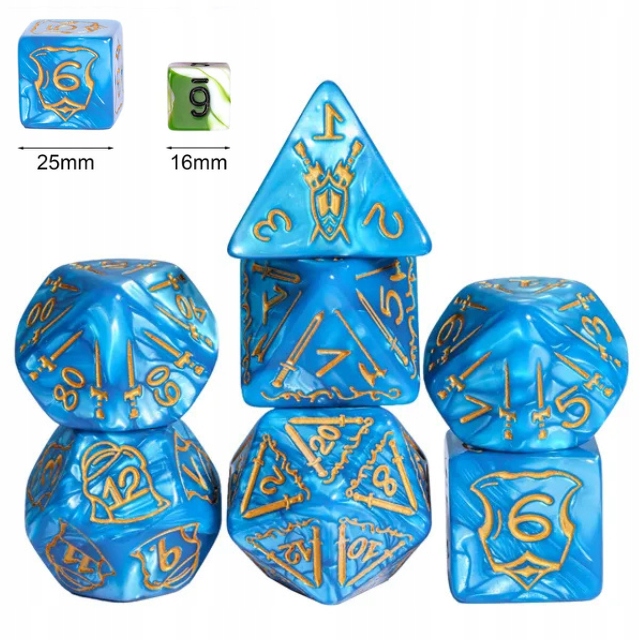 WOJOWNIK LODU ZESTAW 7 WIELKICH KOŚCI KOSTEK RPG