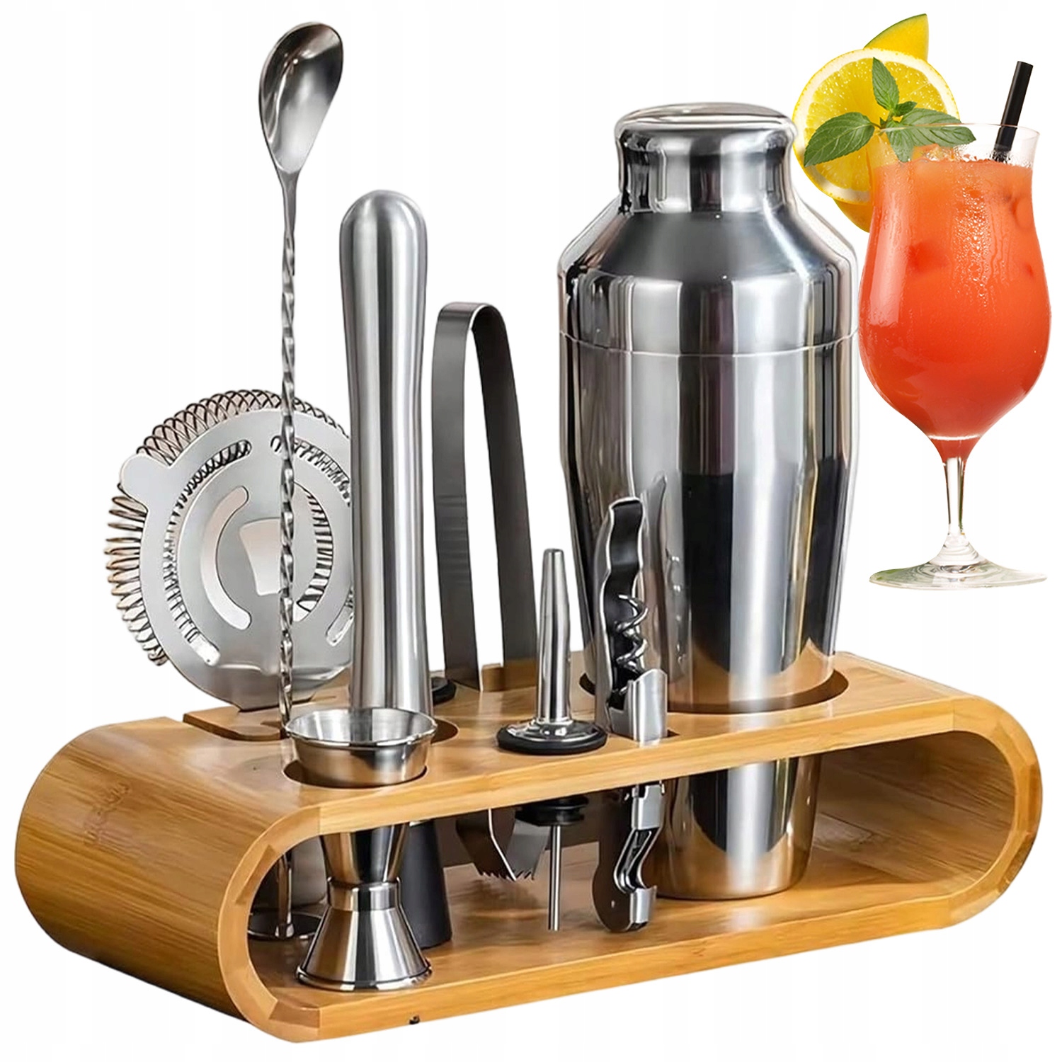 Profesionální Barmanský Set Na Nápoje Shaker 10 Kusů 750 ML S Podstavcem