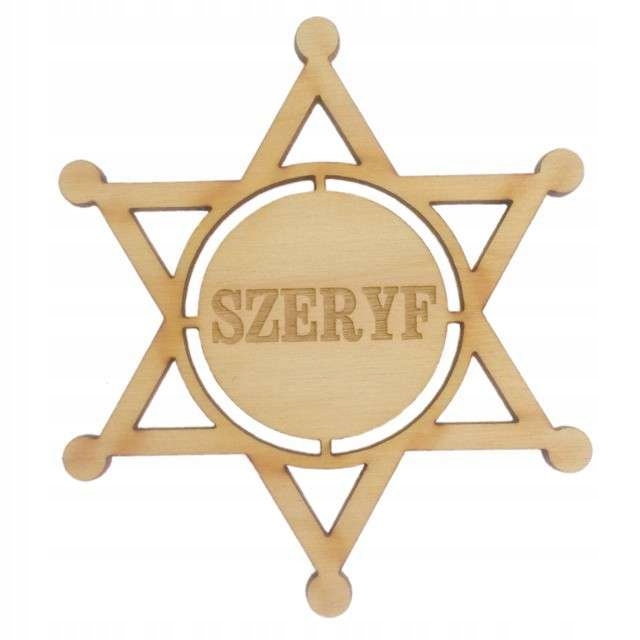 

drewniana odznaka Szeryf decoupage gadżet