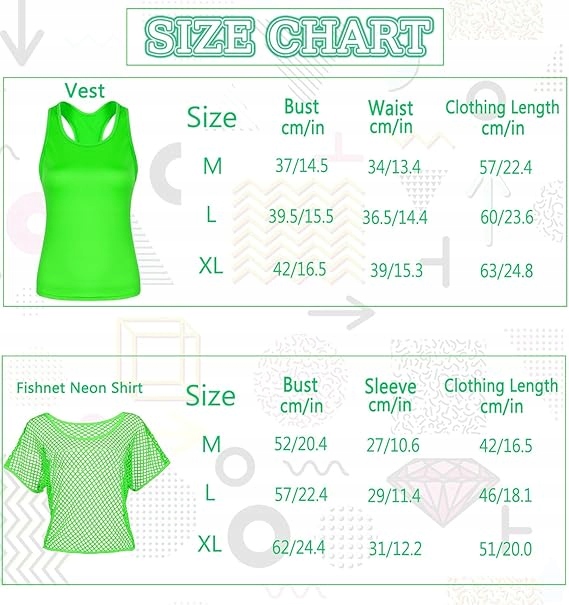 STRÓJ PRZEBRANIE LATA 80. DISCO DO ĆWICZEŃ RETRO NEONOWY+AKCESORIA Rozmiar XL