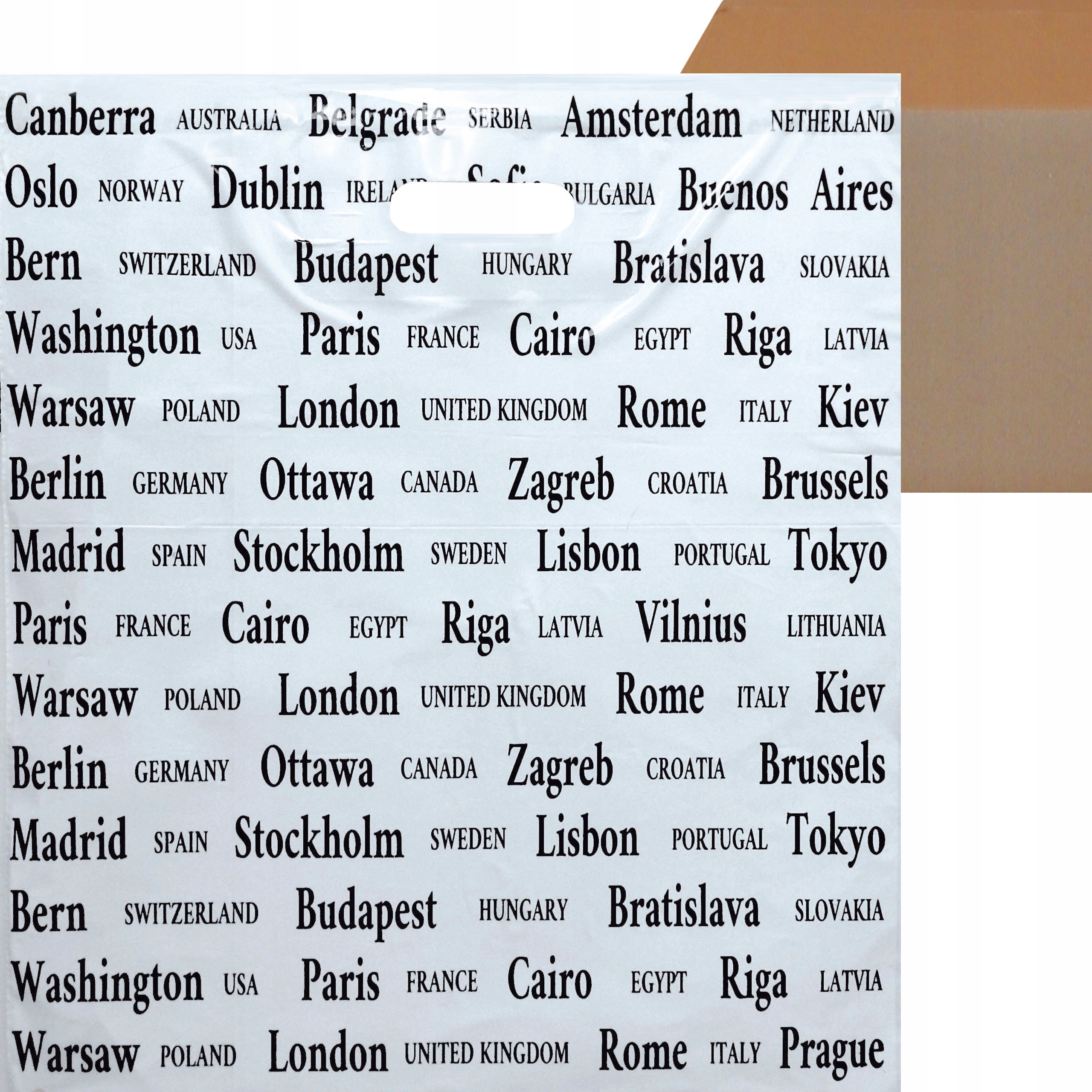 reklamówki foliowe Miasta torby do pakowania odzieży 39x44 cm 500 szt.