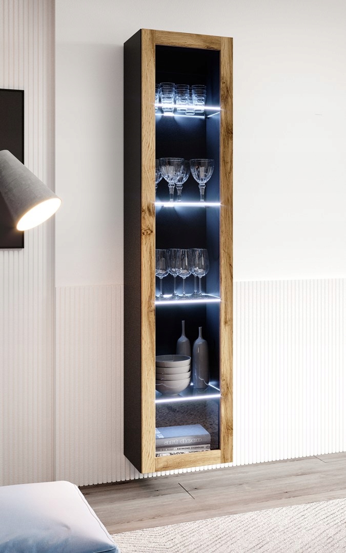 Witryna VIGO szkło'180' 180/40/30 czarny/dąb wotan Głębokość mebla 30 cm