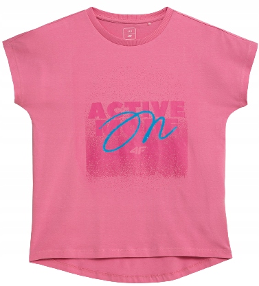 

T-shirt dziewczęcy 4F JTSD006A bawełniany róż 140.