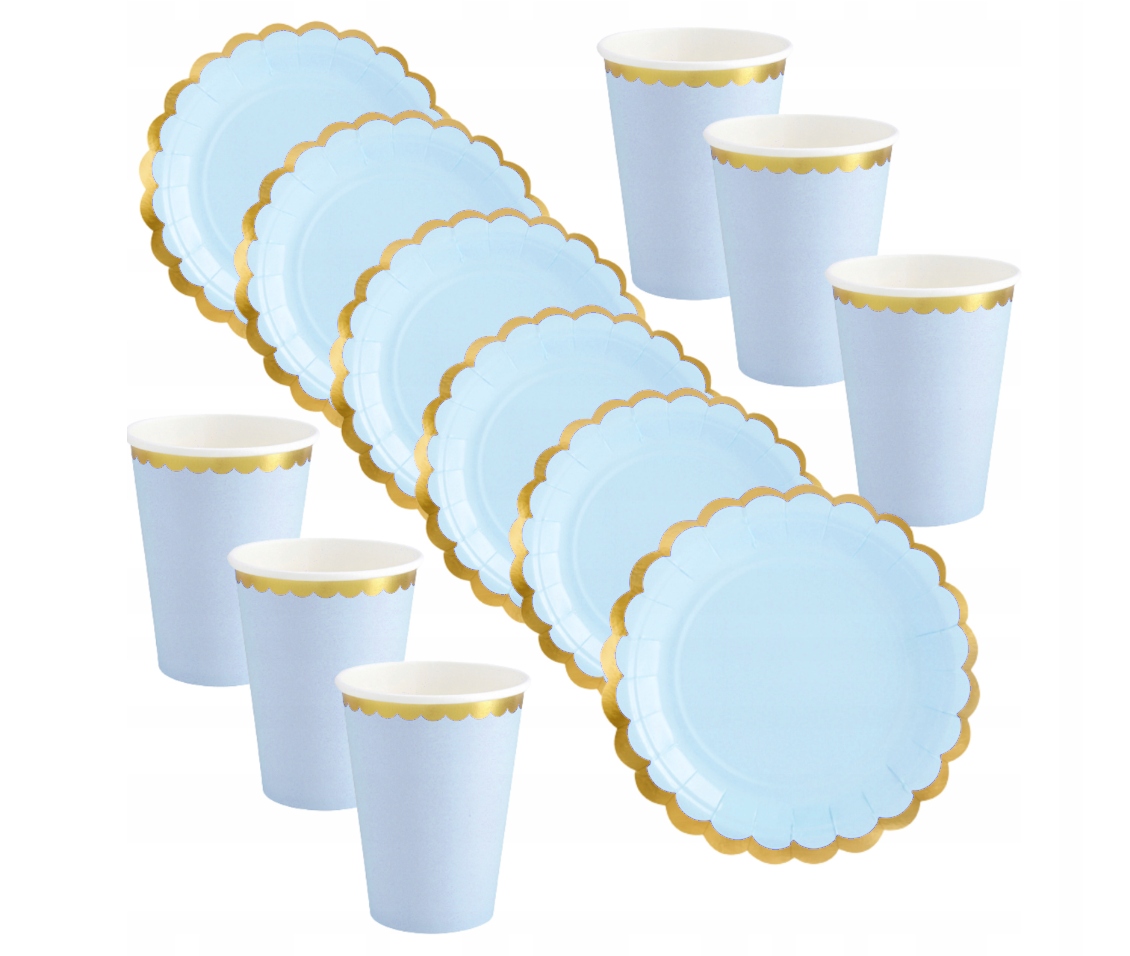 Kubki Kubeczki papierowe błękitne zdobienie EAN (GTIN) 5906800115478