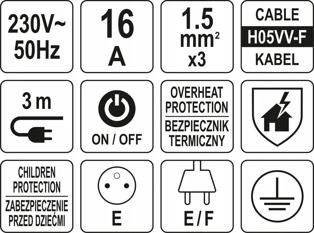 PRZEDŁUŻACZ LISTWA ANTYPRZEPIĘCIOWA ALUMINIOWA x6 Liczba gniazd 6