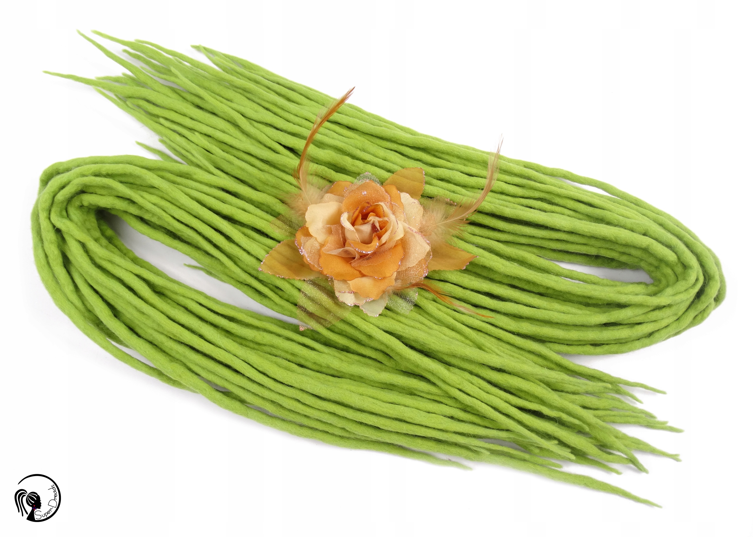 Dredloky Dredy vlněné, zelené, Šťavnaté Kiwi, 40 kusů