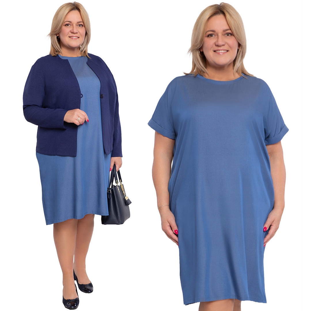 Jednoduché džínové šaty plus size velikost 60/62