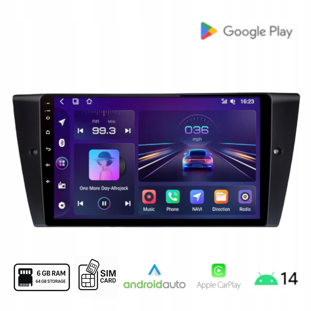 Rádio Android Bmw E90 E91 E92 E93 Carplay Android Auto Wi-Fi Sim 6+128 Gb