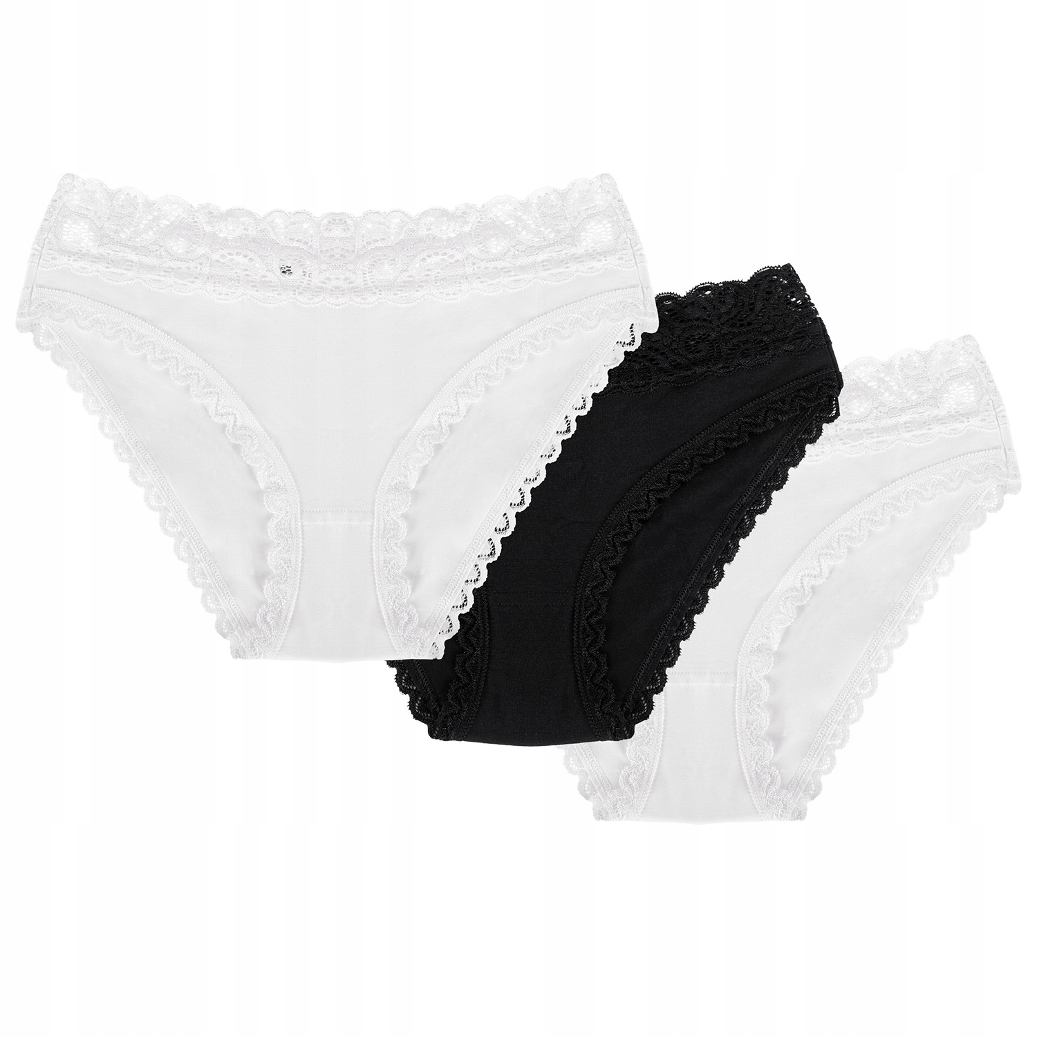 Wol-Bar Soft Lovely 3-balení bílá-bílá-černá Kalhotky Kalhotky S