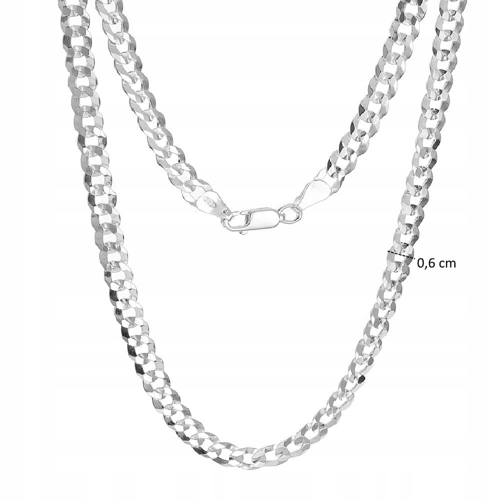Srebrny męski łańcuch szeroki pancerka 55 cm Marka Susetti