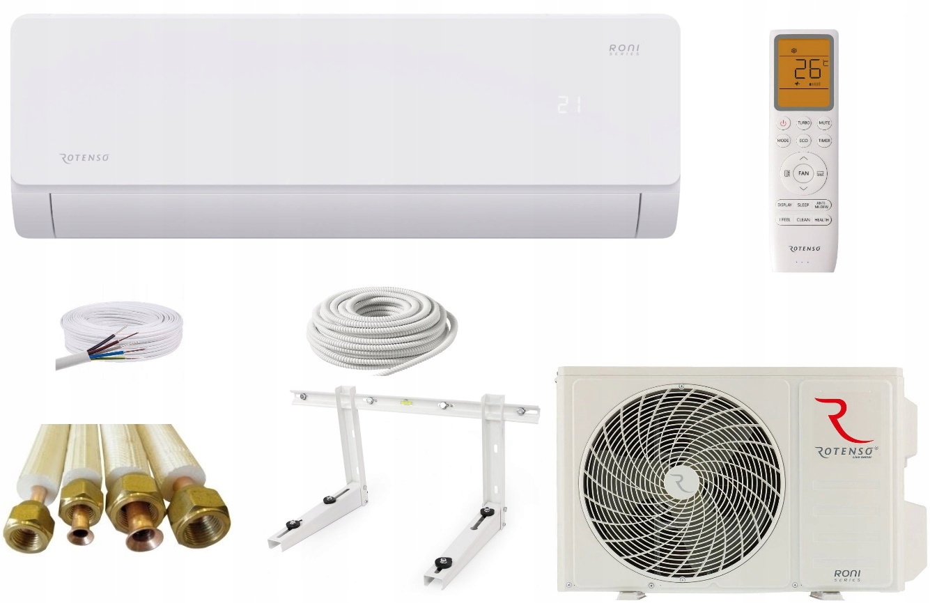 Klimatyzacja Klimatyzator Rotenso Roni 2,6kw Samodzielny Zestaw 3m Montaż