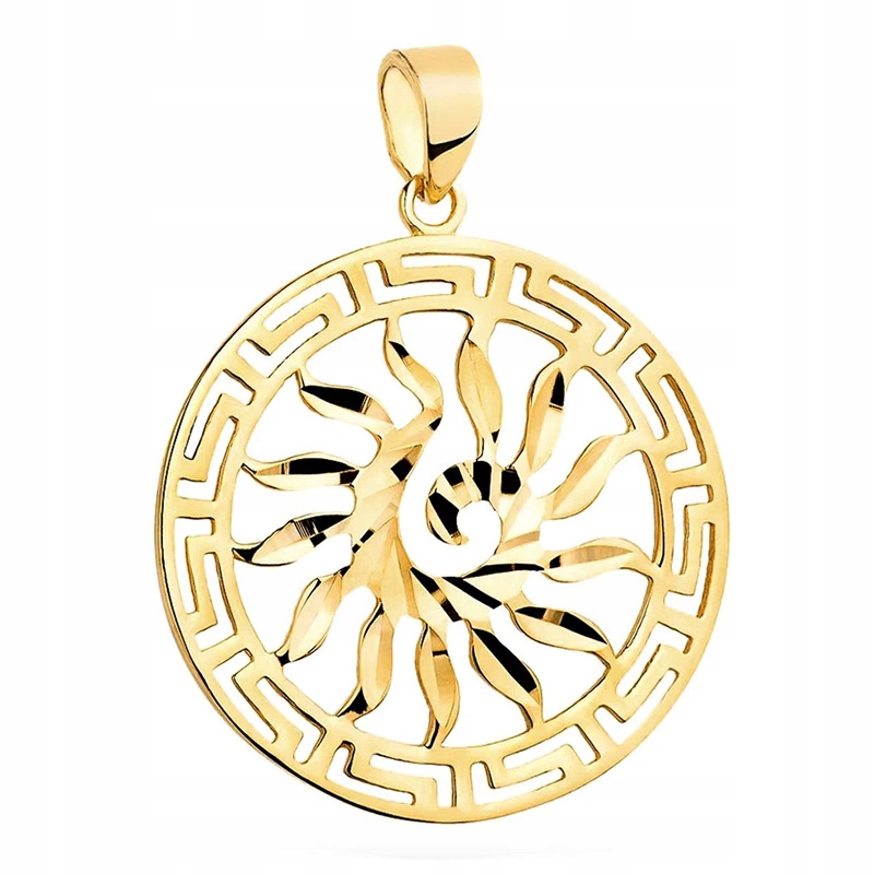 Zlatý Přívěsek pr. 585 Kolo s řeckým vzorem 14k