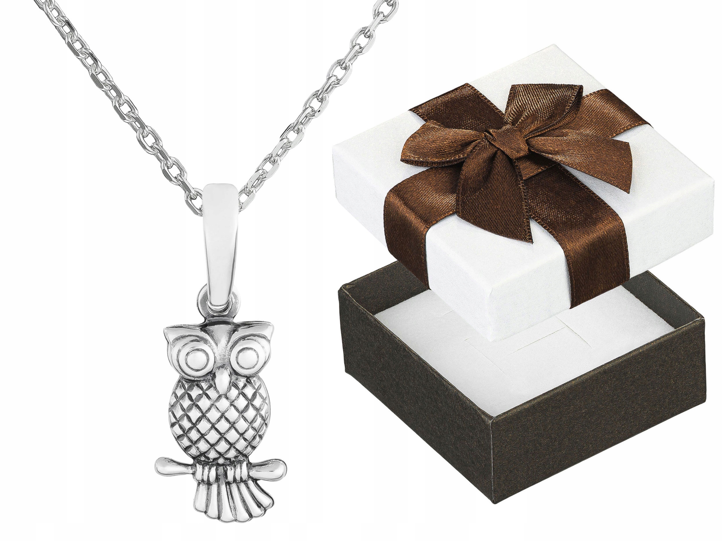 Krátký stříbrný dámský oxidovaný náhrdelník Sova Malý pták Stříbro Choker 40