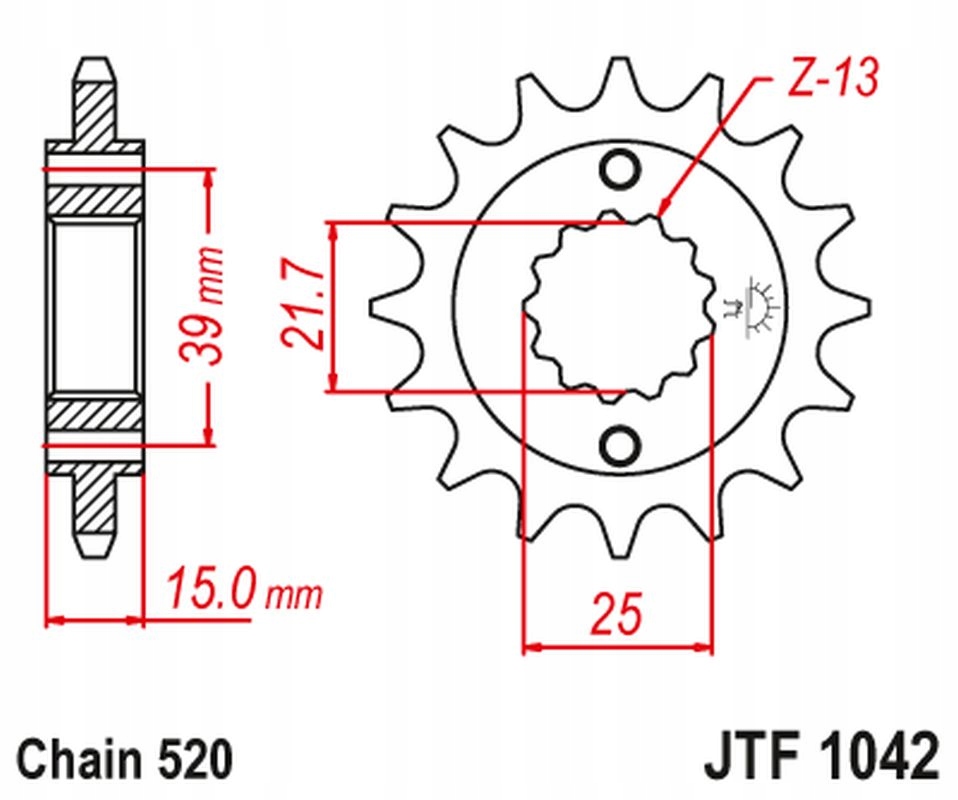Jt Zębatka Przednia 2128 15 Kymco 250 Mxu/kxr/kxu '02-15' 300 Maxxer '05-16