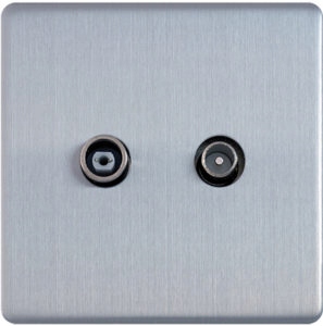 Govena luxusní zásuvka Rtv koncová, broušená ocel