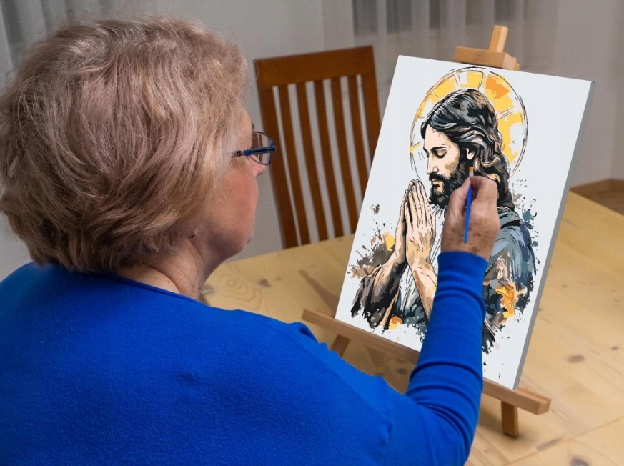 Malování Podle Čísel Ježíš Modlitba Náboženský portrét Náboženství Bůh 60x80 cm