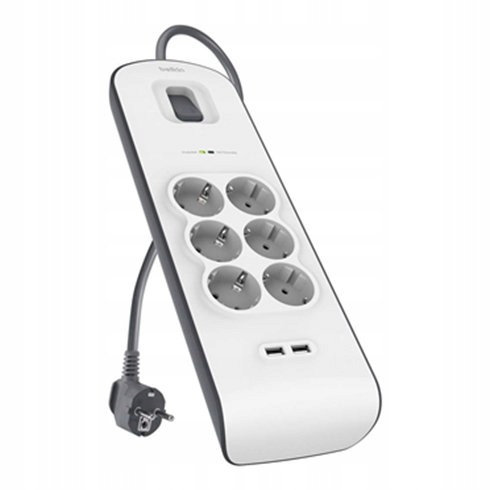 Belkin prepäťová ochrana BSV604 6 zásuviek, 2xUSB 2,4A, 2m kábel…