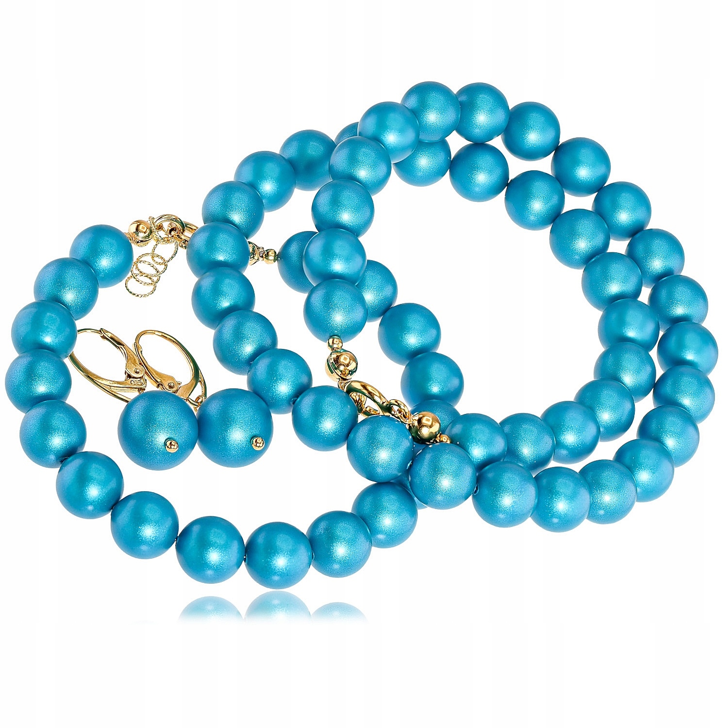 Originální krystaly perly Dark Turquoise Komplet Zlaté Stříbro Certifikát