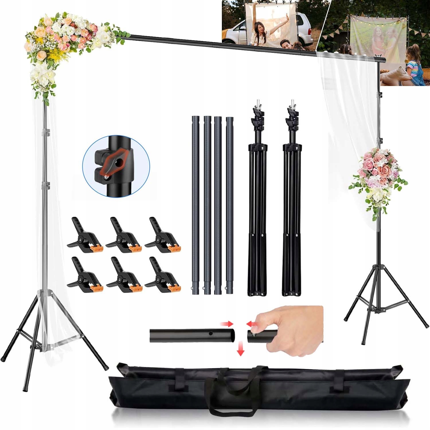Sada Pro Studio Stativ Pro Fotografické Pozadí Svorky 3X2M Pouzdro