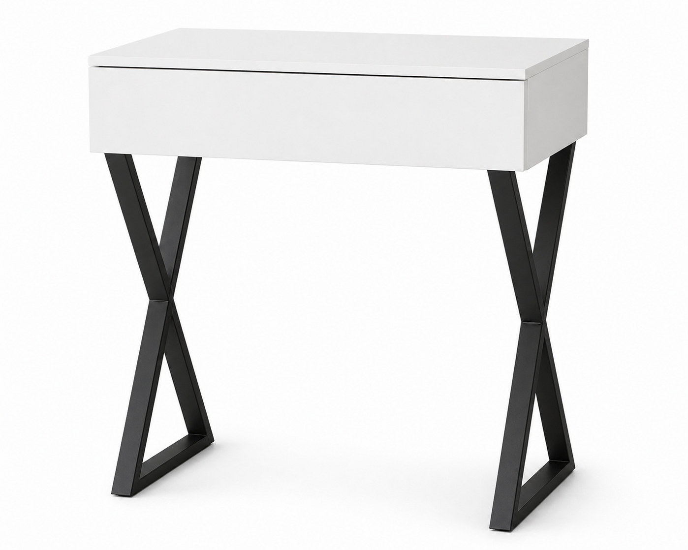 Toaletka Lena 75 Biela Matná S Zásuvkou, Čierne Nožičky X 75 CM