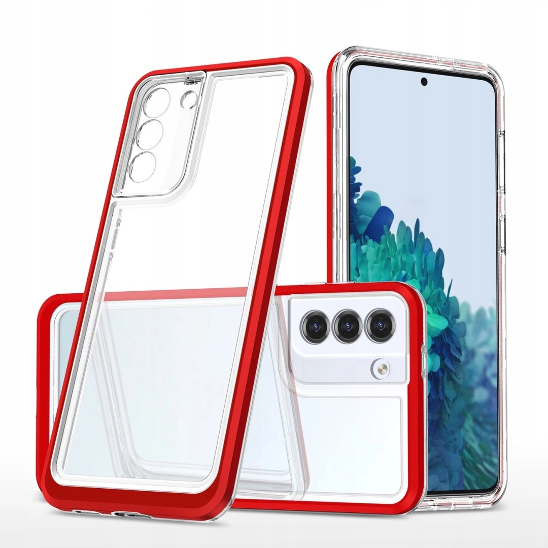 Clear 3in1 etui do do Samsung Galaxy S23 silikonowy pokrowiec z ramką czerw
