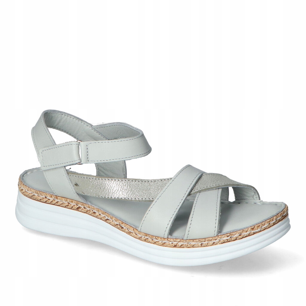 Dámské kožené sandály MissMamma Světle šedá 38