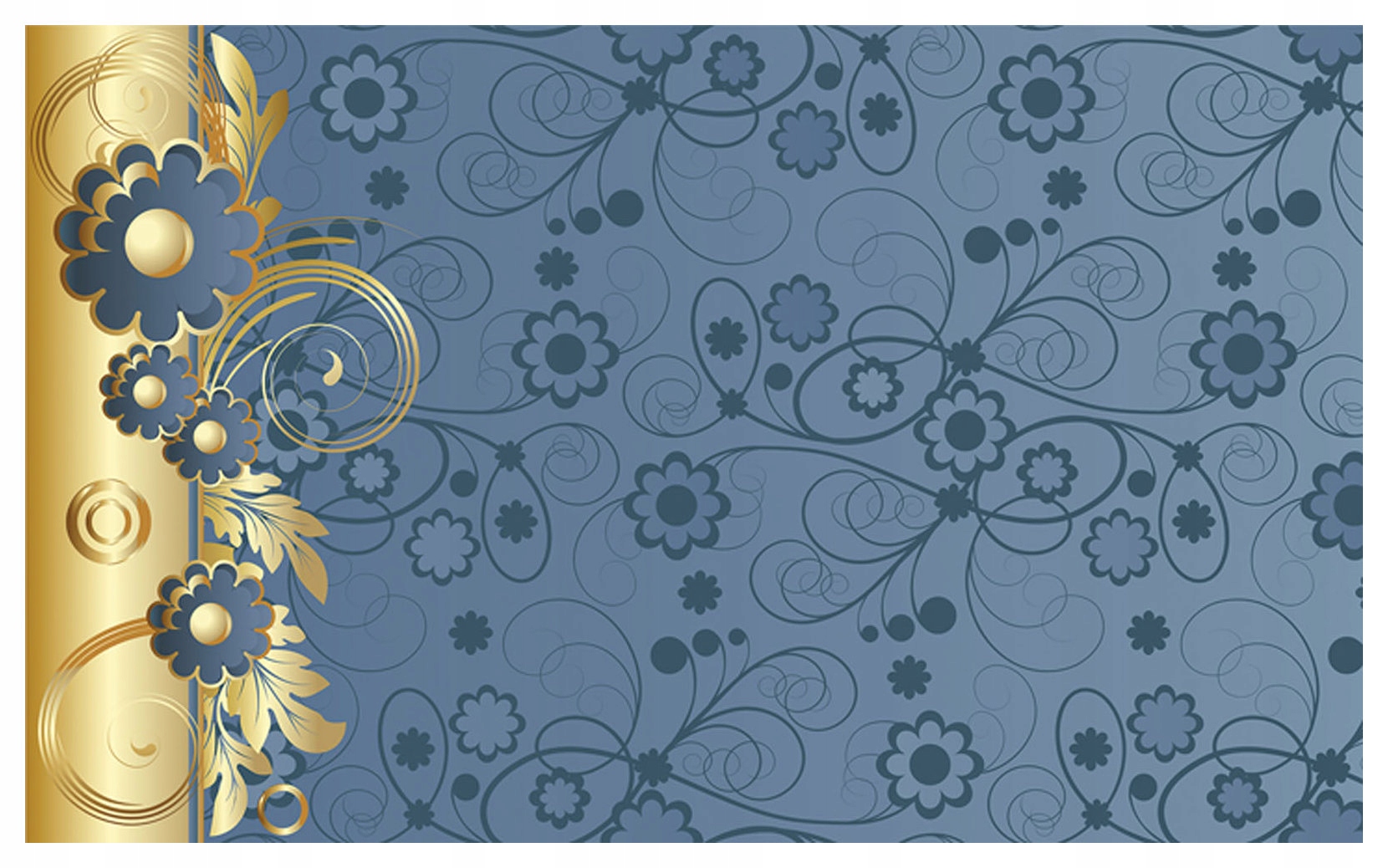 Fototapeta flizelina Zlaté květy na modrém pozadí Elegance 200x140 lepidlo