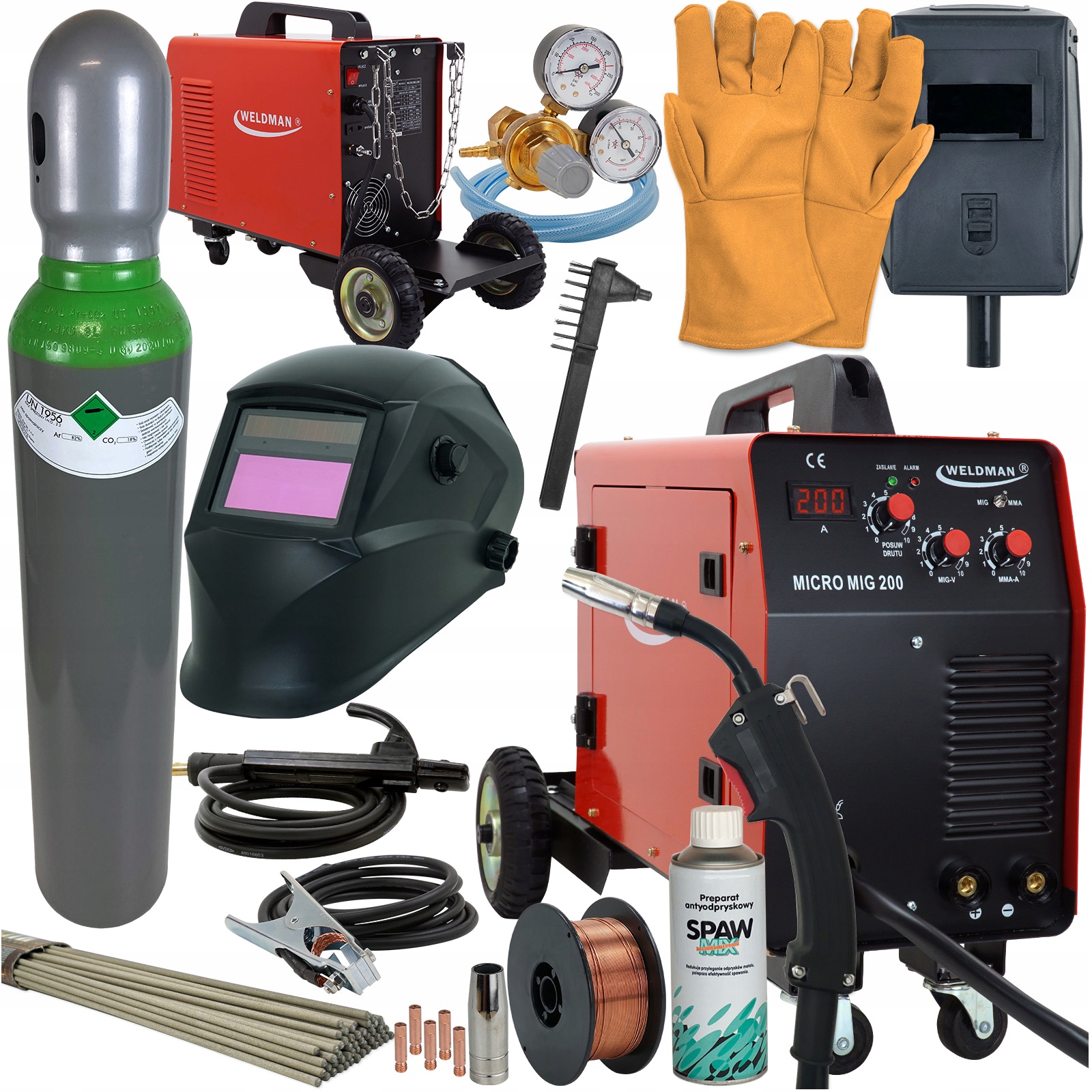 Migomat зварювальний апарат MIG MAG 200 MMA IGBT flux Kit