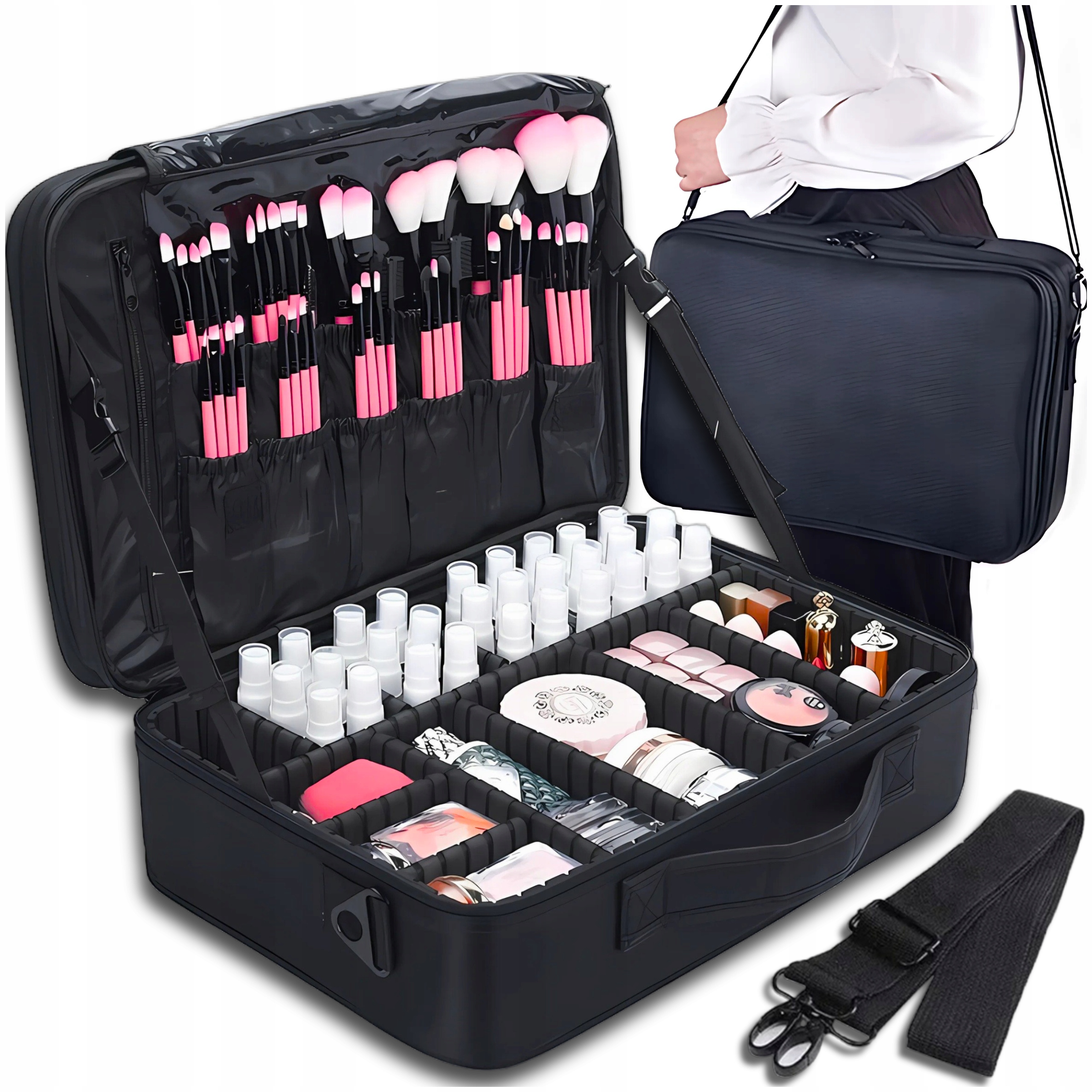 Kosmetyczka Damska Podróżna Duża Organizer Kuferek XXL na Kosmetyki Walizkę