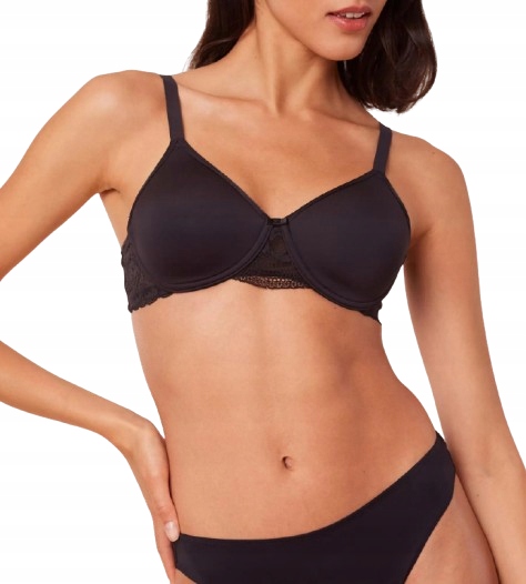 Černá vyztužená hladká podprsenka Triumph Modern Lace+Cotton Wp Ex 85E