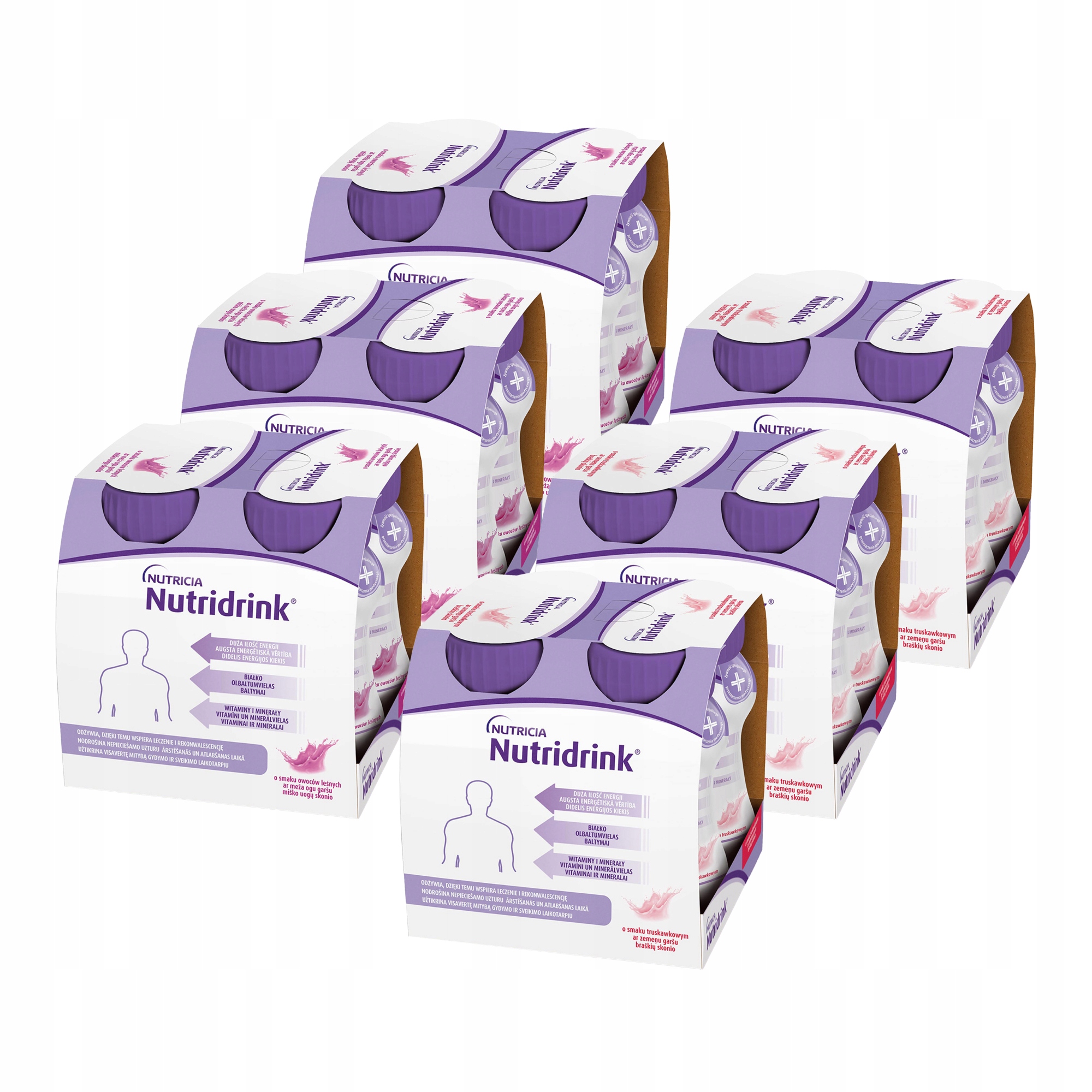 Nutridrink różne smaki truskawka i owoce leśne Zestaw 24 x 125 ml